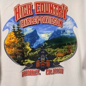 Vtg Harley-Davidson White Graphic T-Shirt Frederick Colorado Men’s 3XL Mountain